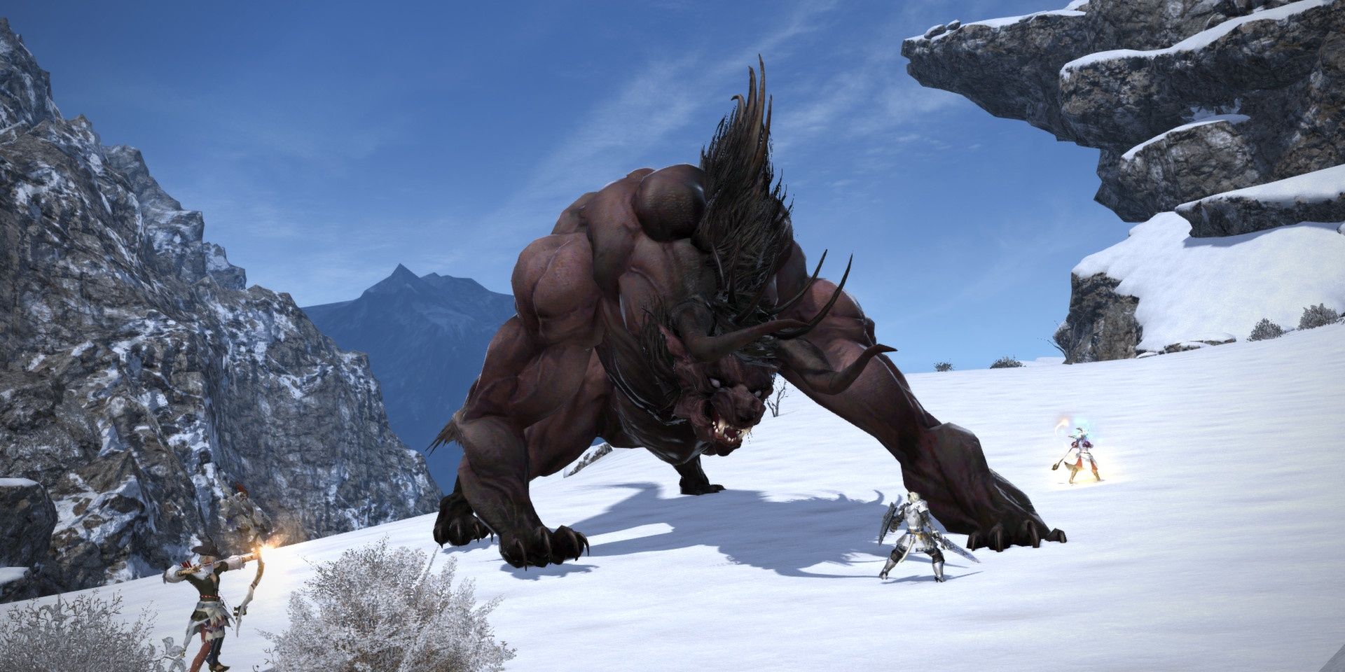 A large beast being fought in Final Fantasy 14