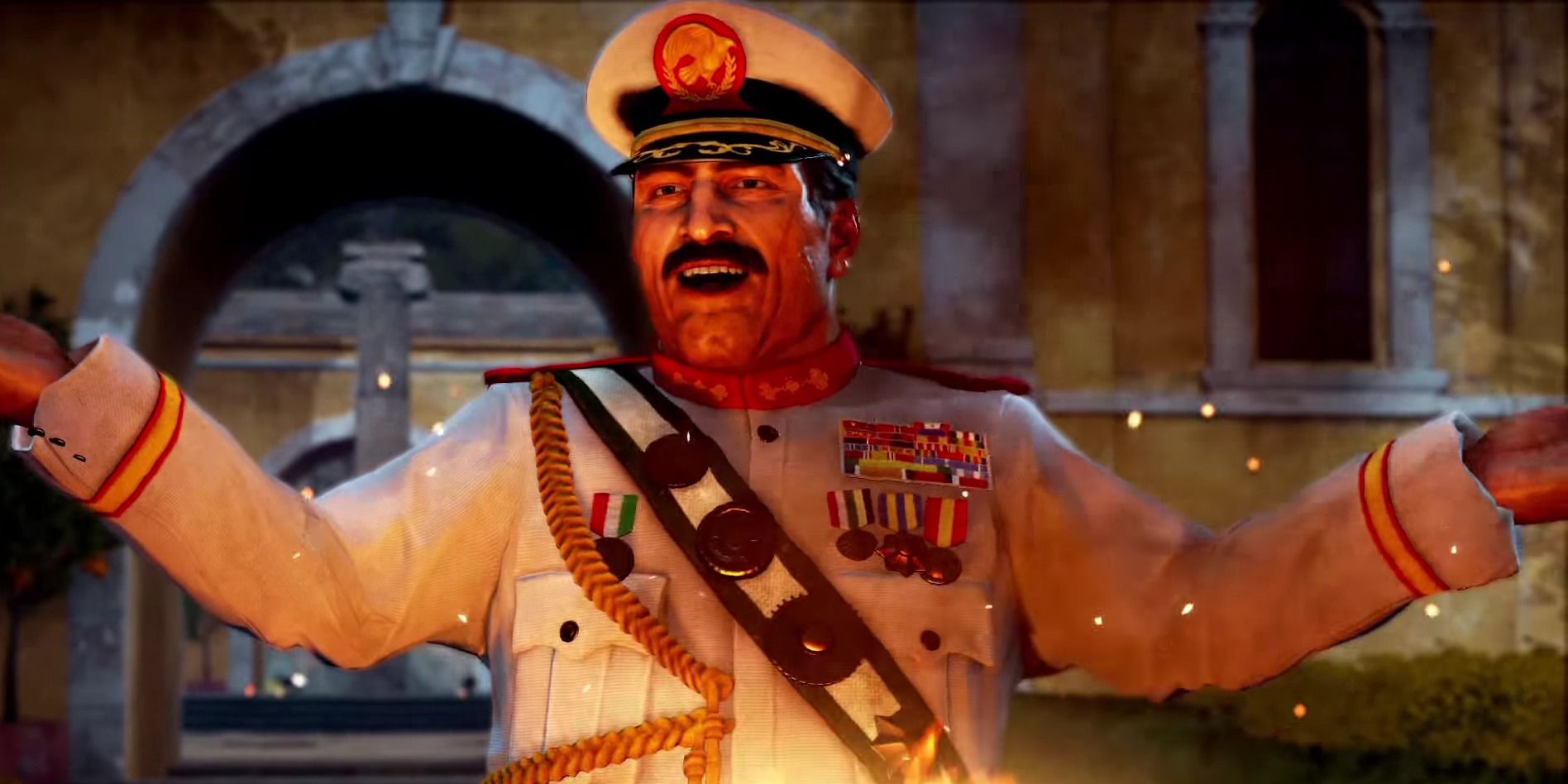 General Di Ravello giving orders to his men to burn a city in Just Cause 3. 