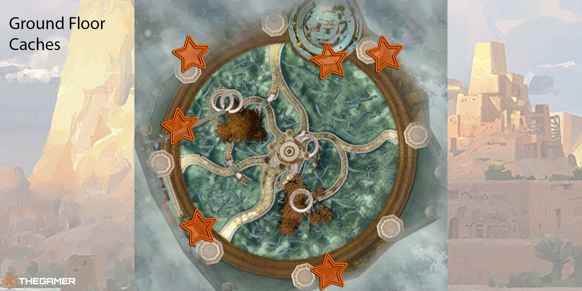 Guild Wars 2 - location of the Caches on the Ground Floor of the Dark Library