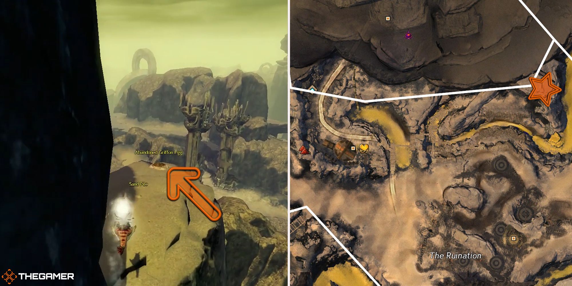 Guild Wars 2 - location of the Mottled Canyon Griffon Egg