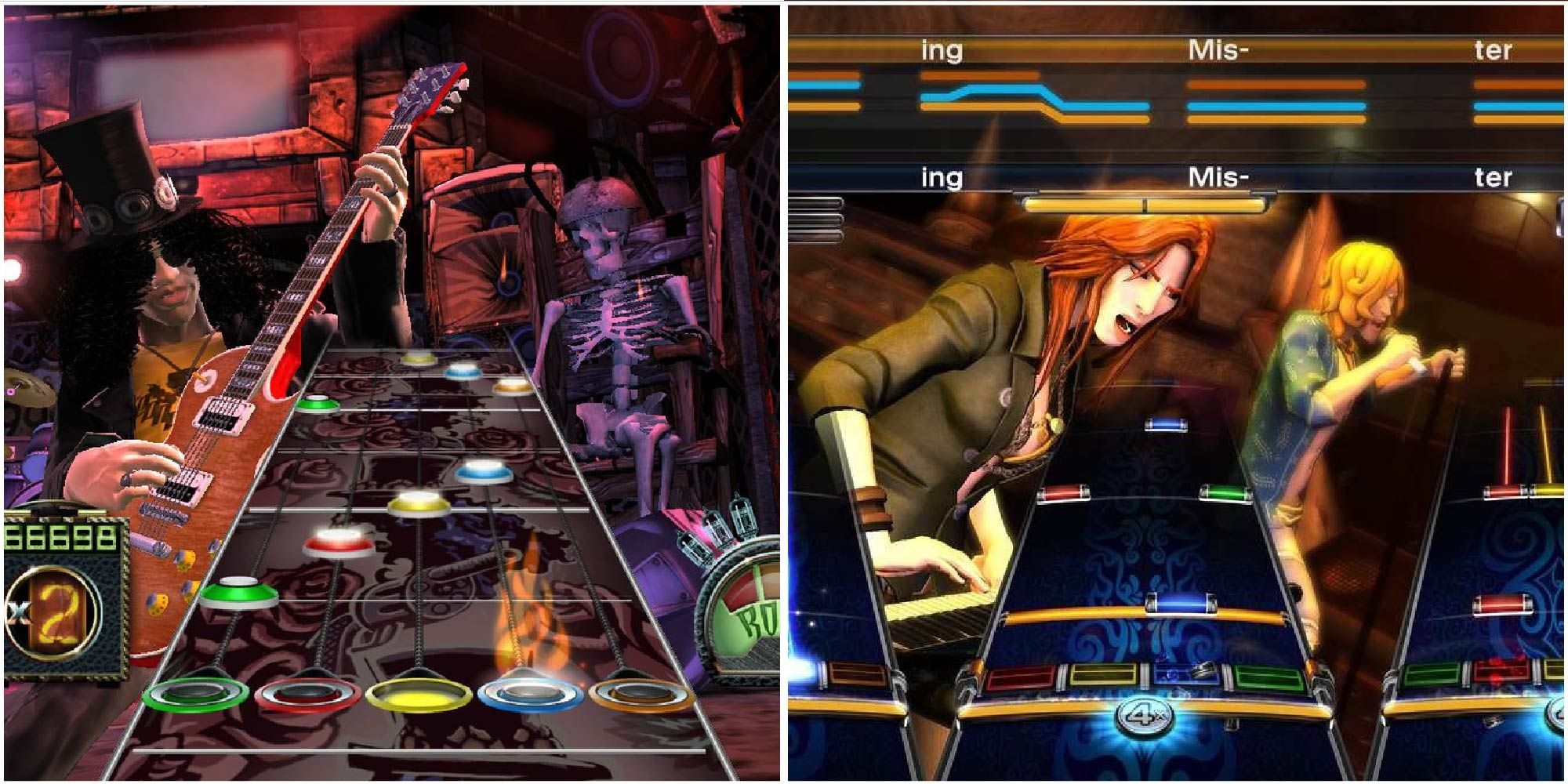 Gameplay comparison between Guitar Hero 3 and Rock Band 4