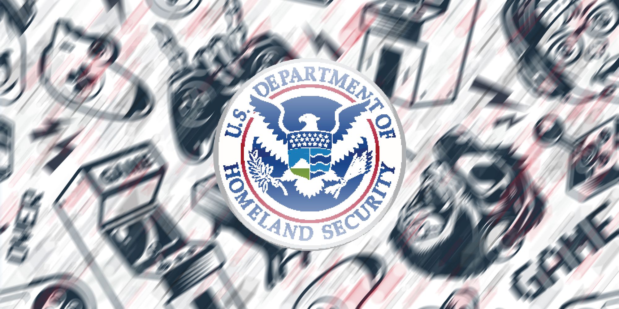 Homeland Security logo over gaming decals