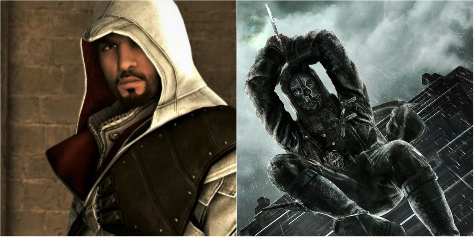 Hooded Characters Featured Split Image Ezio and Corvo