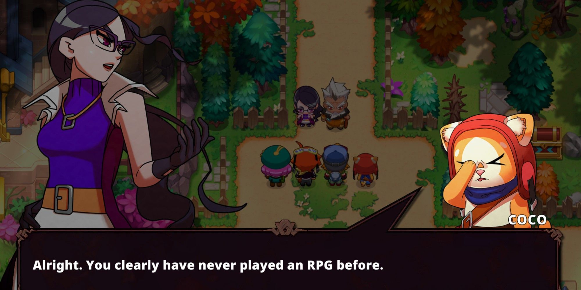 Nexomon: Extinction funny dialogue, Coco making fun of similarity to RPGs