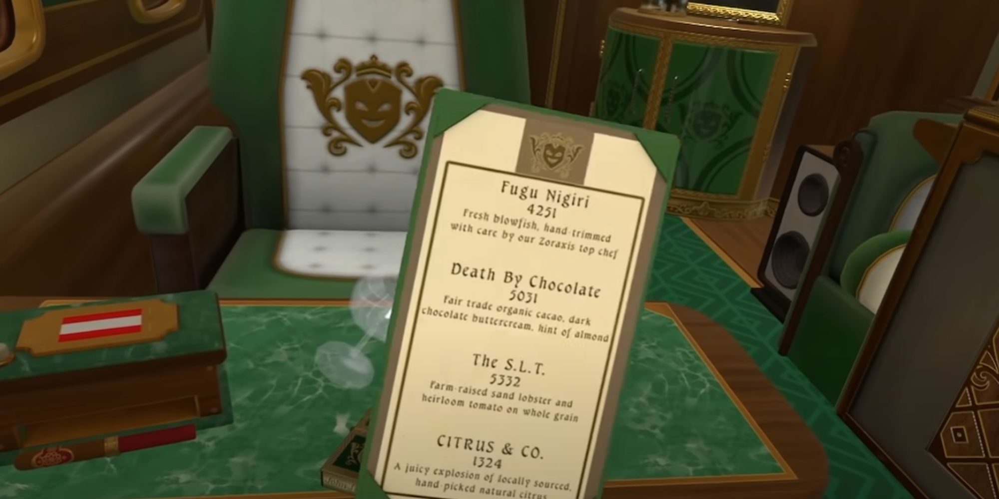 Your character holds up an information sheet in the VR game I Expect you to Die 2