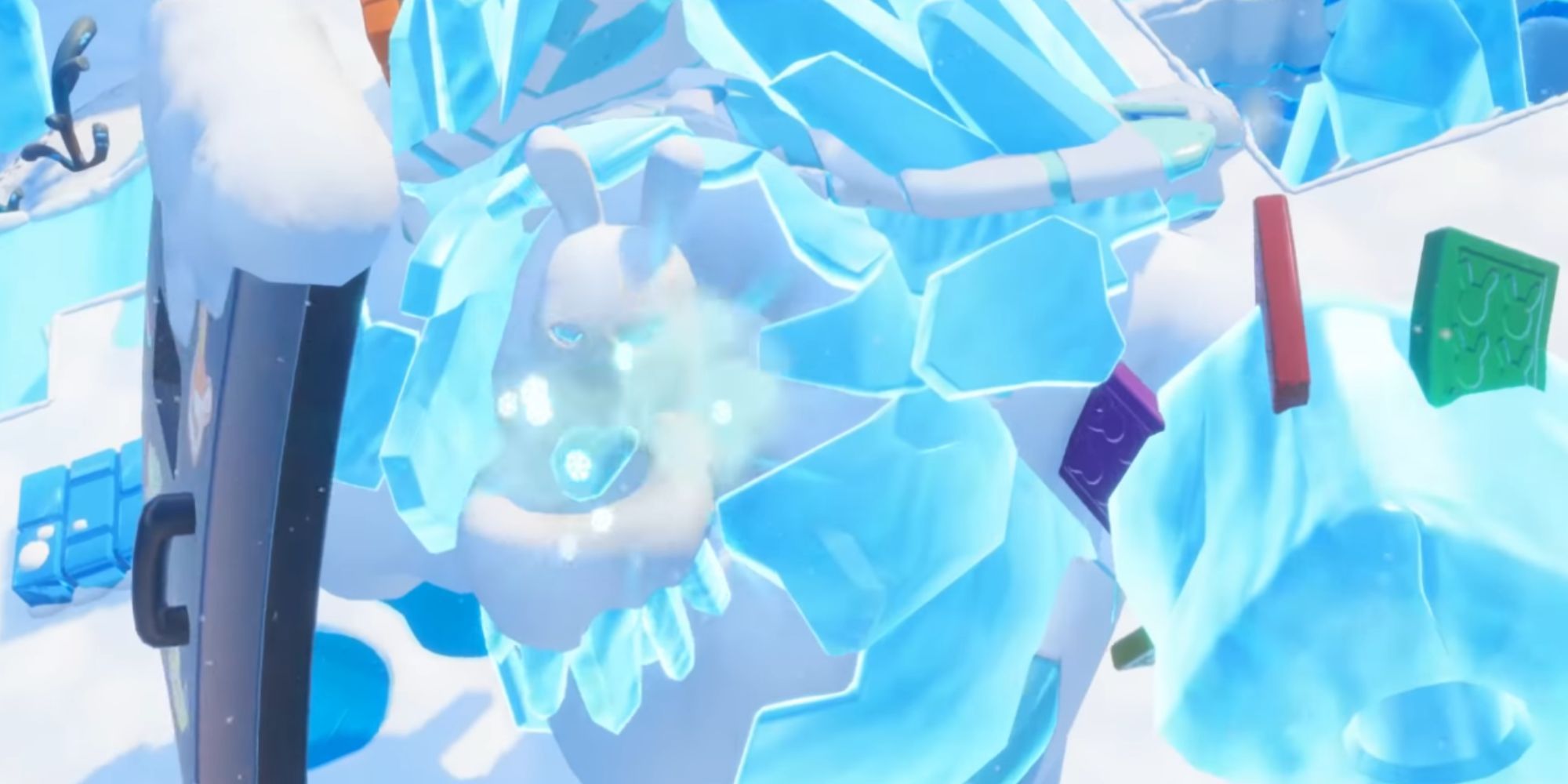 Icicle Golem holds his shield and breaths ice on its stage
