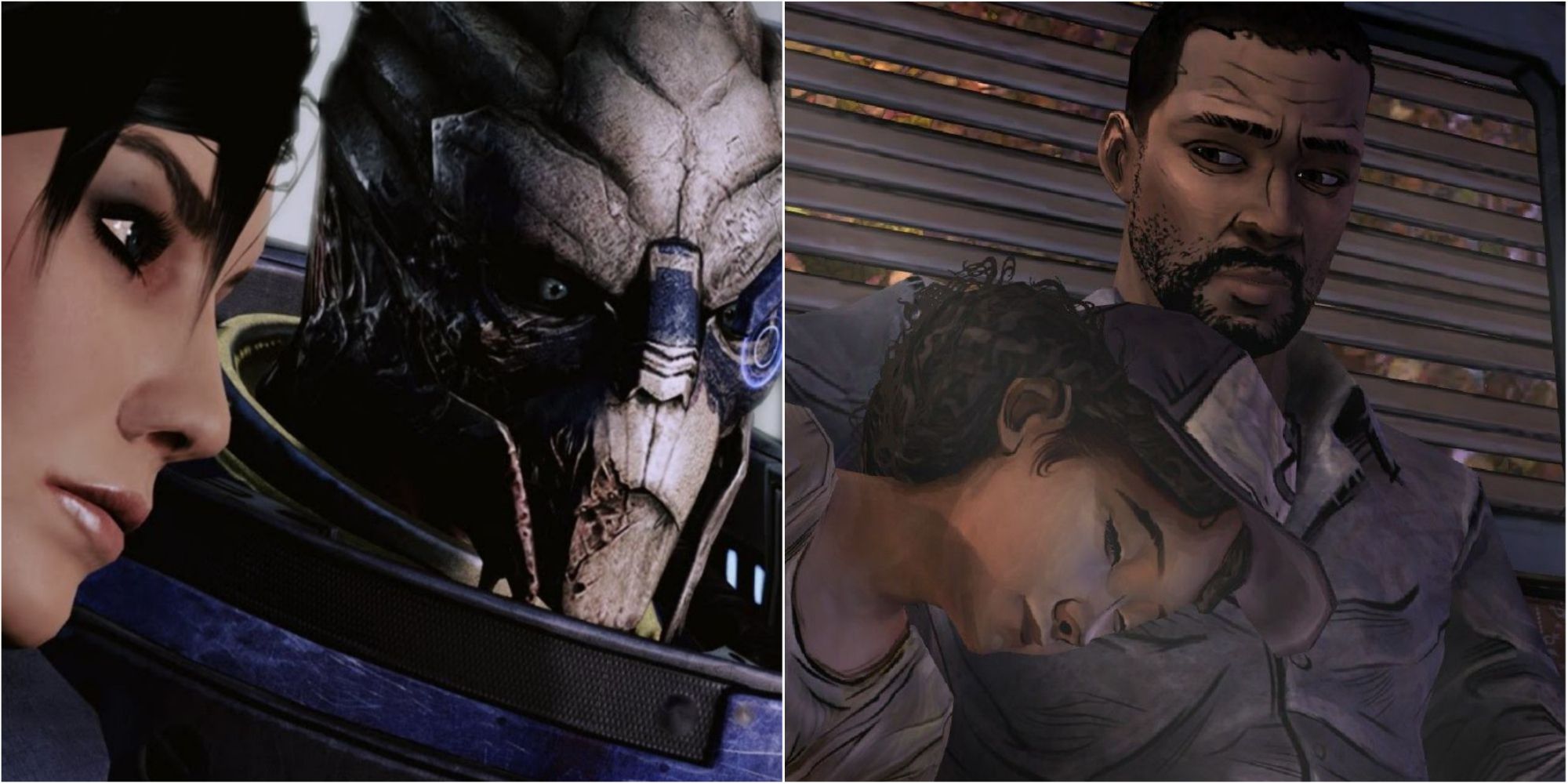 Iconic Mentor And Student Featured Split Image Of Mass Effect and The Walking Dead