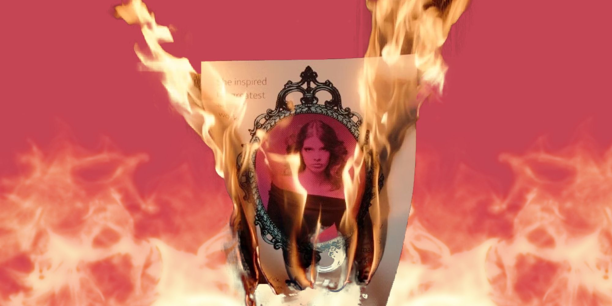 Marissa Marcel from Immortality surrounded by fire.