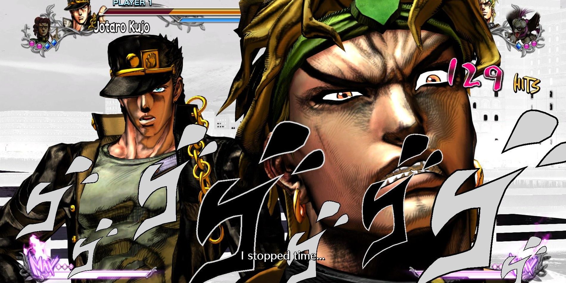 Jotaro Kujo and DIO in JoJo's Bizarre Adventure: All-Star Battle R