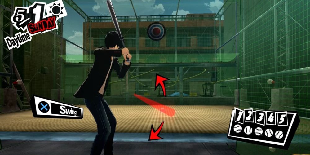 Joker Playing Ball At The Batting Cages In Persona 5 Royal