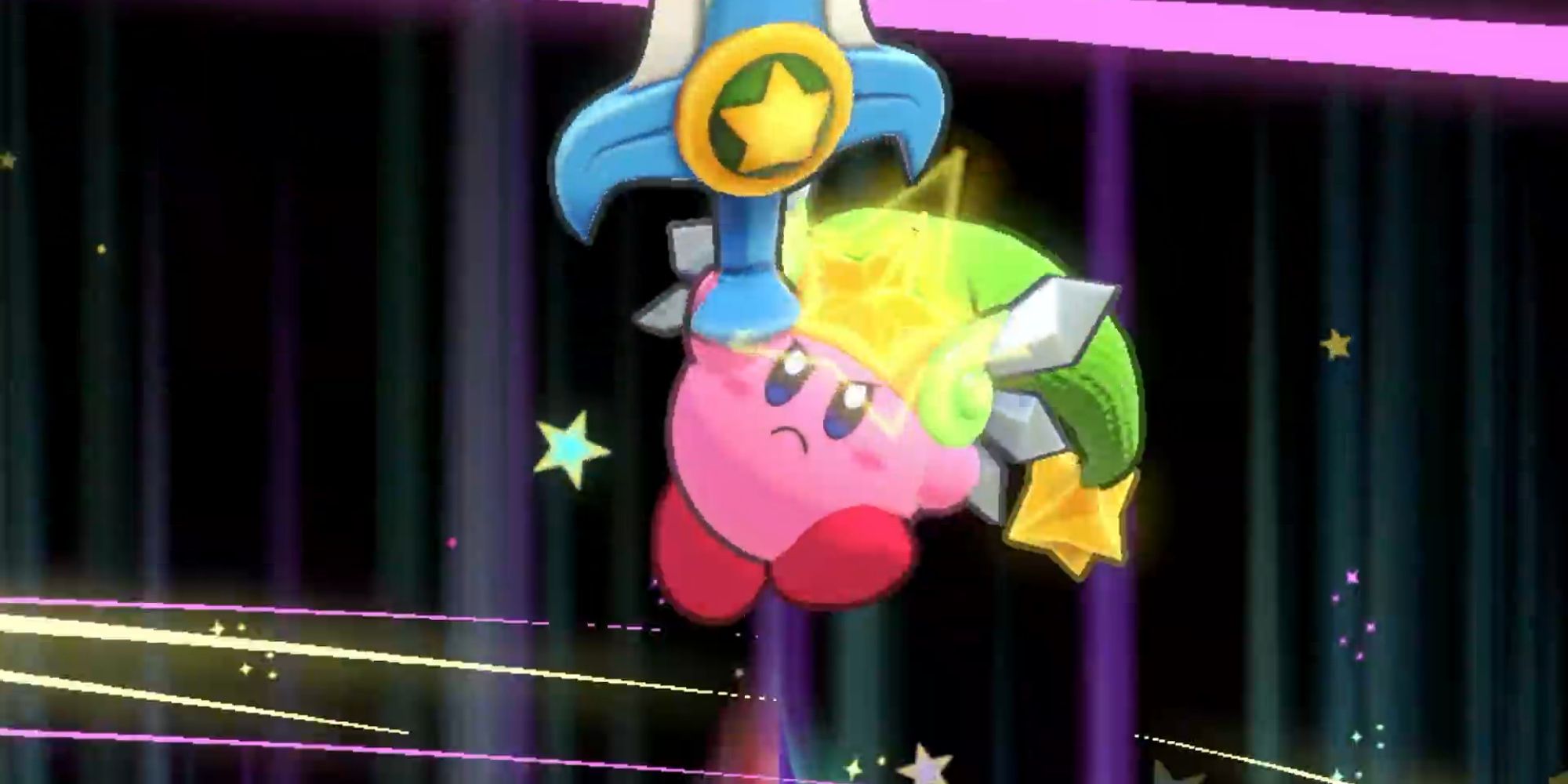 Kirby wielding a sword in Return to Dreamland