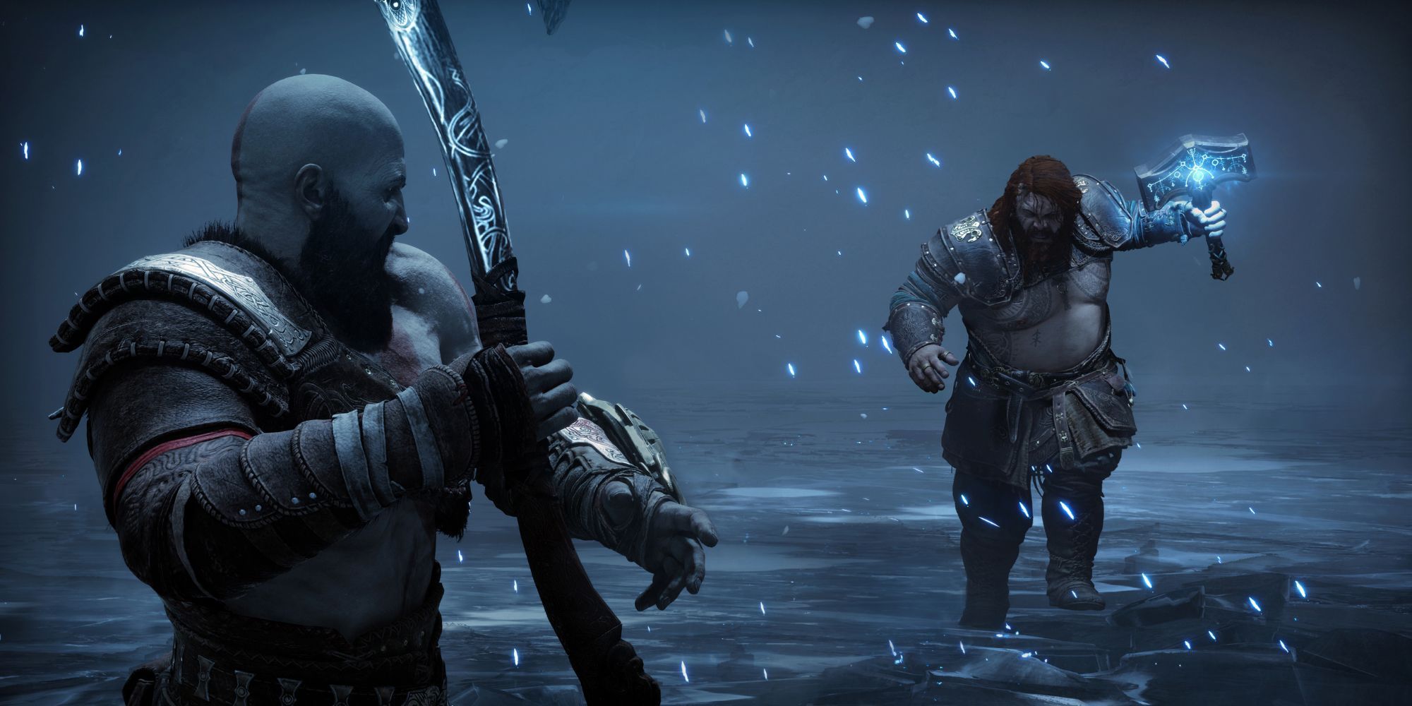 Dark moonlight winter kratos the god of war is fighting thor - Playground