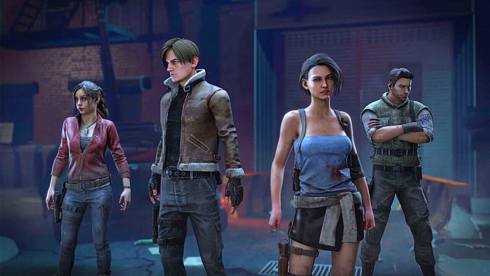 Leon, Jill, Claire, and Chris from the Resident Evil chapter of Dead By Daylight