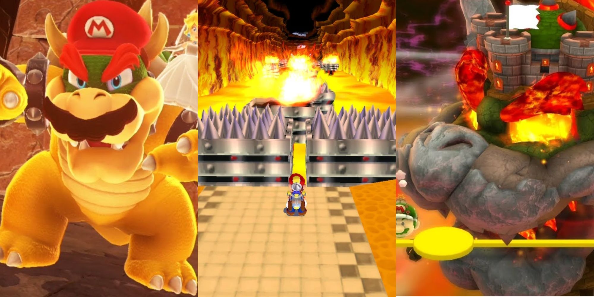 Image showing various Mario final worlds, typically featuring lava and Bowser.