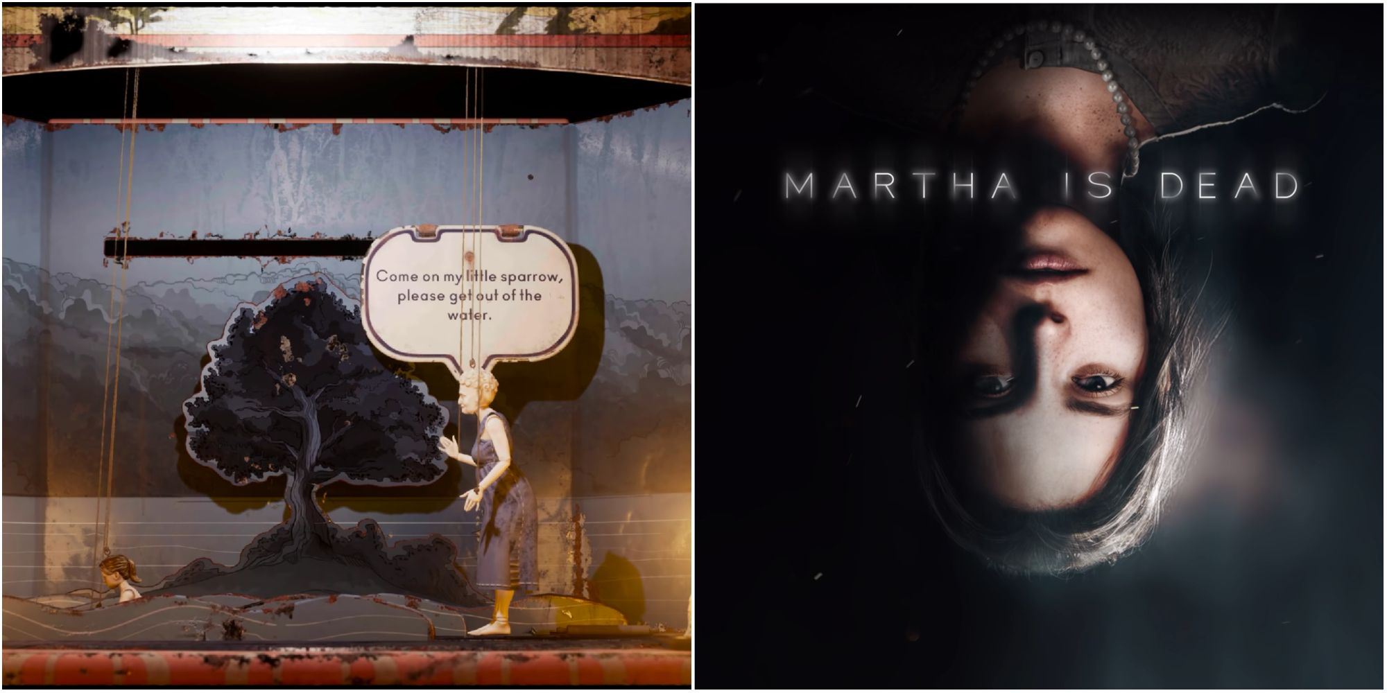 Martha Is Dead screenshots from the trailer - title image and narrative details.