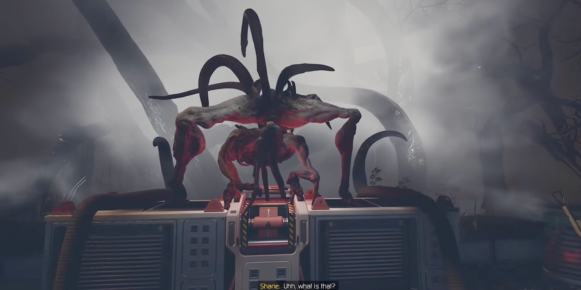Moons of Madness - A bizarre creature showing itself for the first time to the player.
