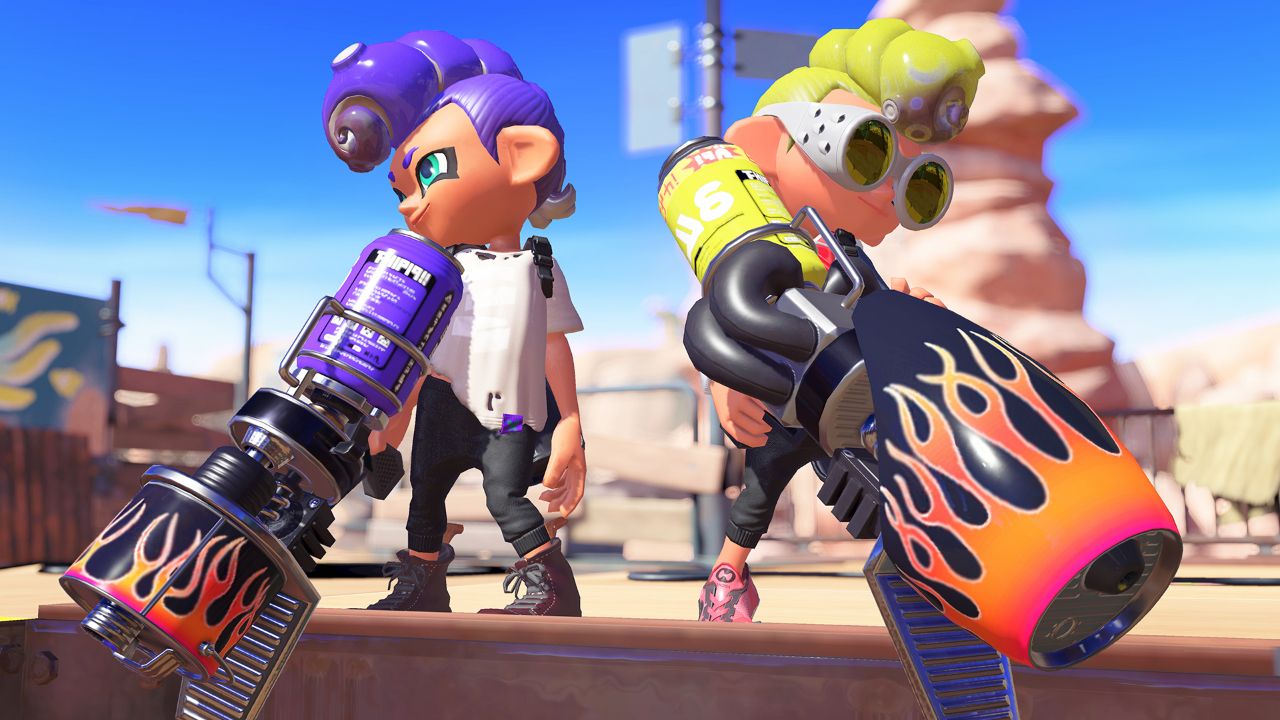 Splatoon 3 squids with blasters