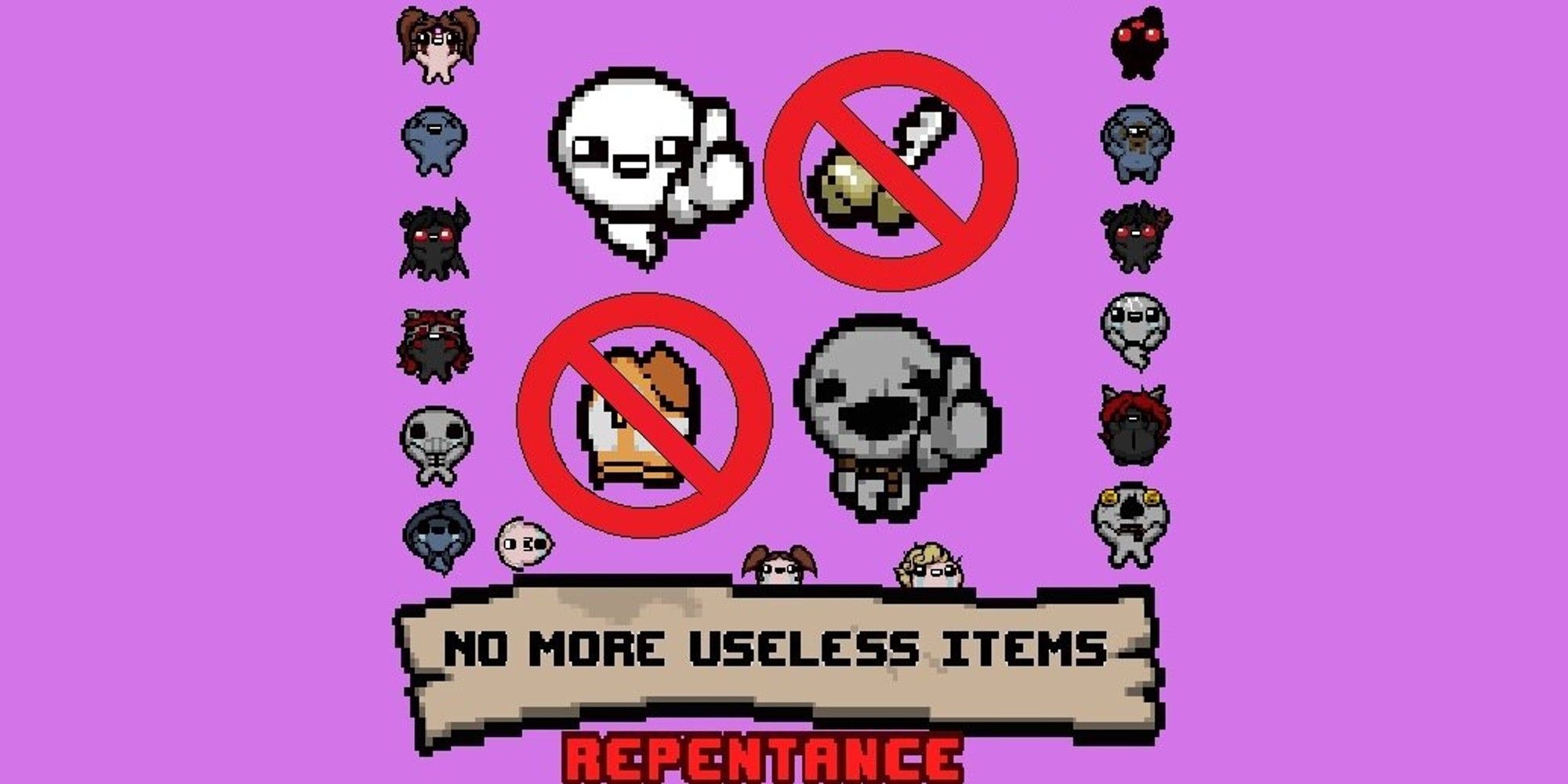 The Binding Of Isaac, No More Useless Items Mod, character sprites and blacklisted items seen with pink background