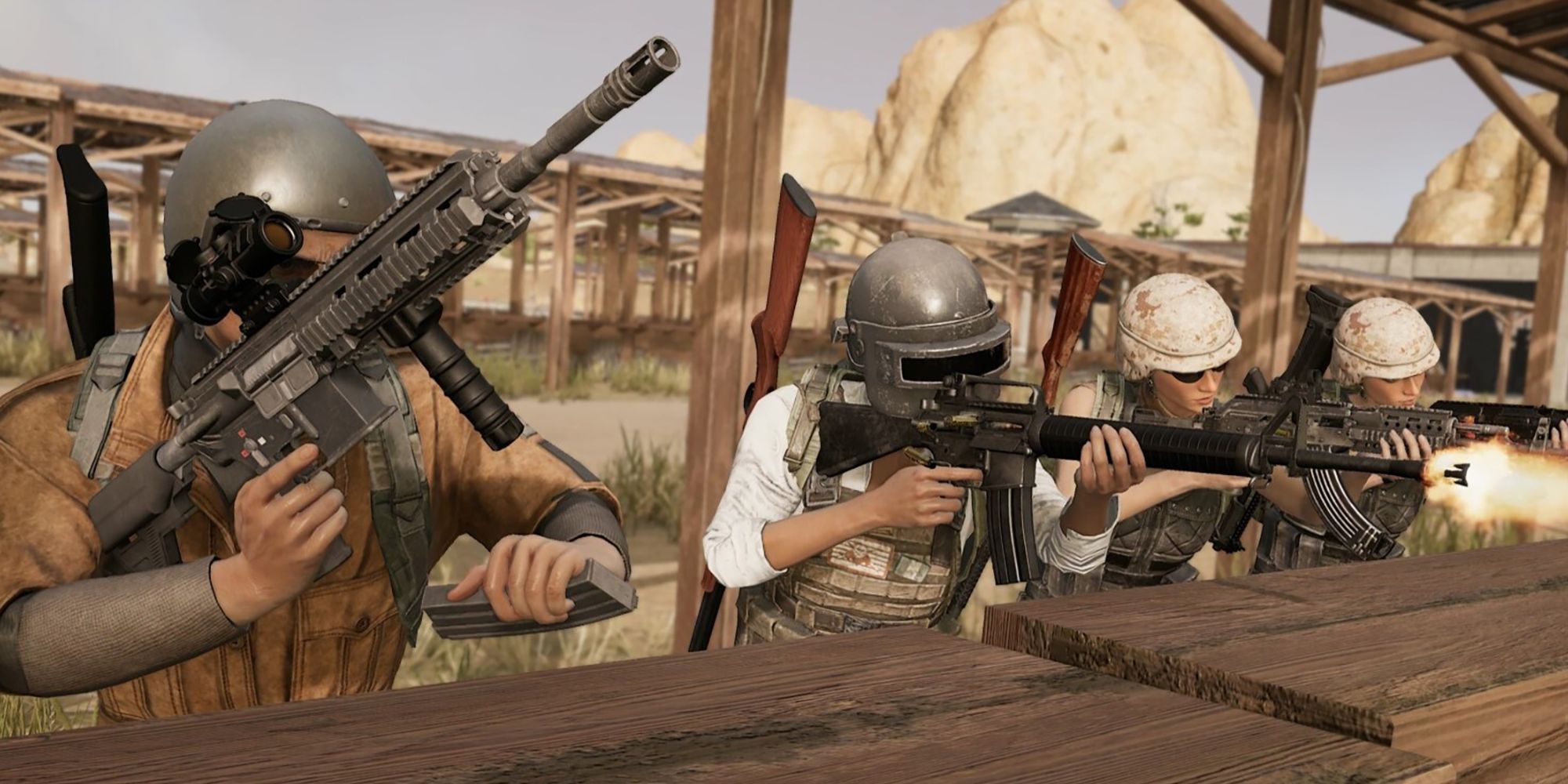 PUBG Characters Firing Guns At The Shooting Range On Miramar