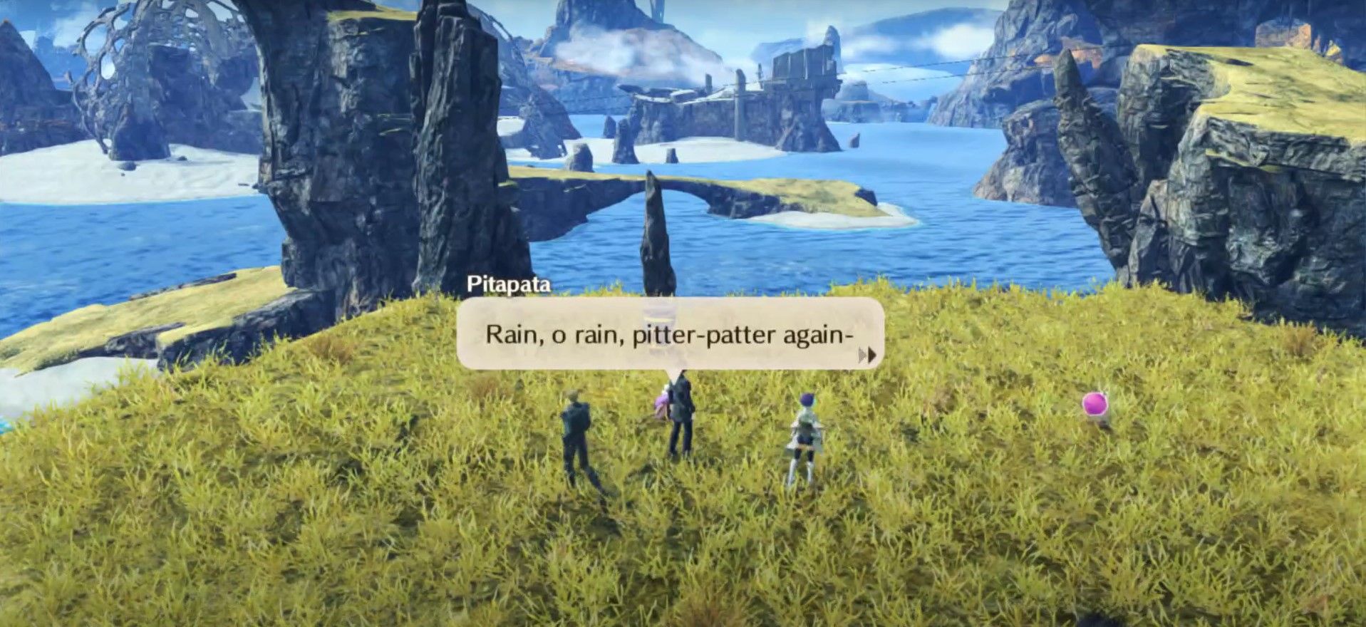 Speaking to Pitapata in Xenoblade Chronicles 3.