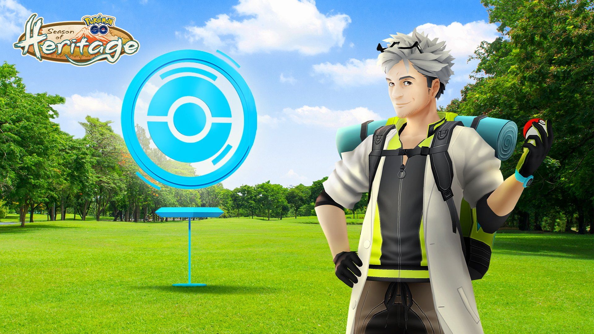 Pokemon Go Researcher standing next to a PokeStop