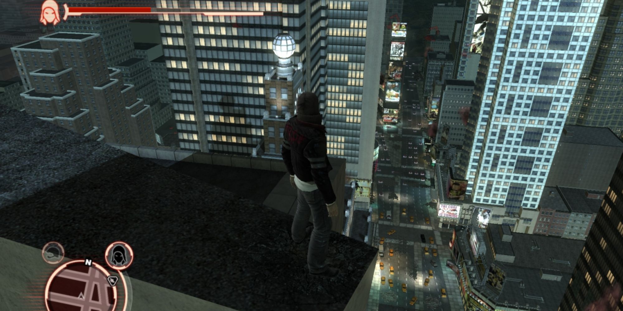 Alex Mercer standing on a building in New York in Prototype
