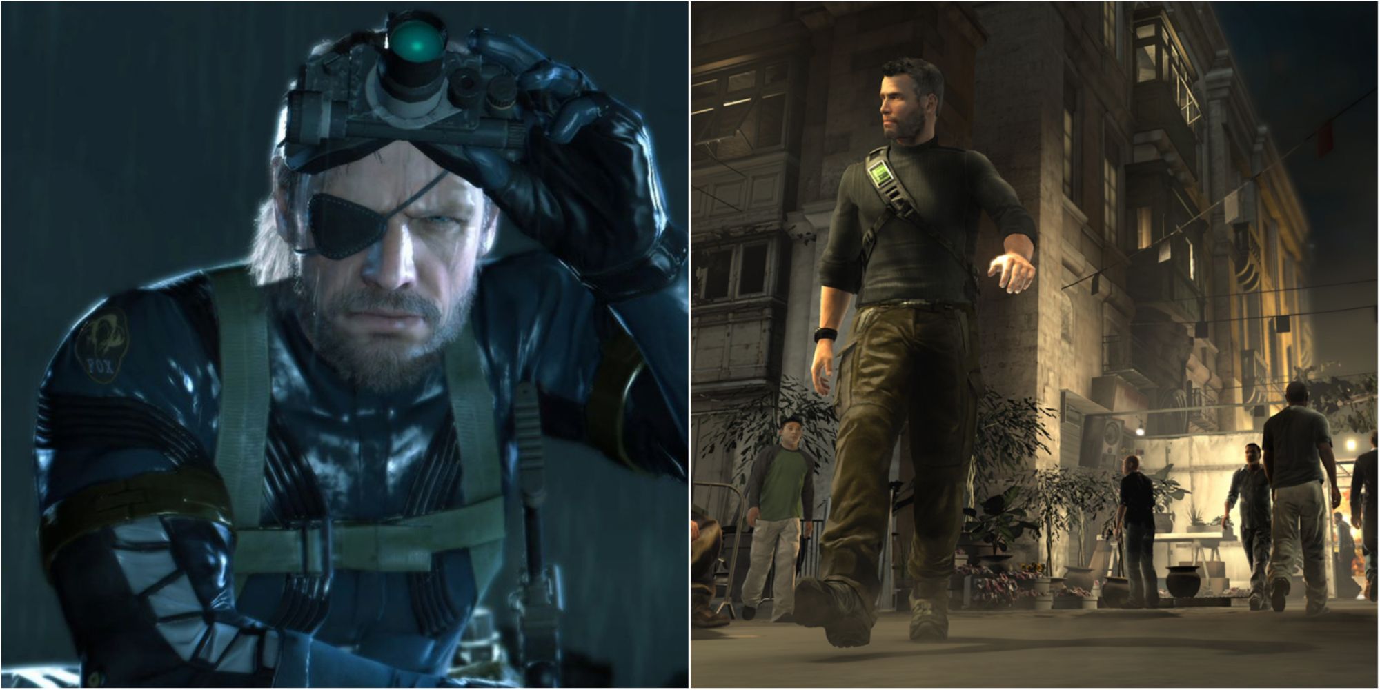 Relatable Things From Stealth Games Featured Split Image Big Boss and Sam Fisher