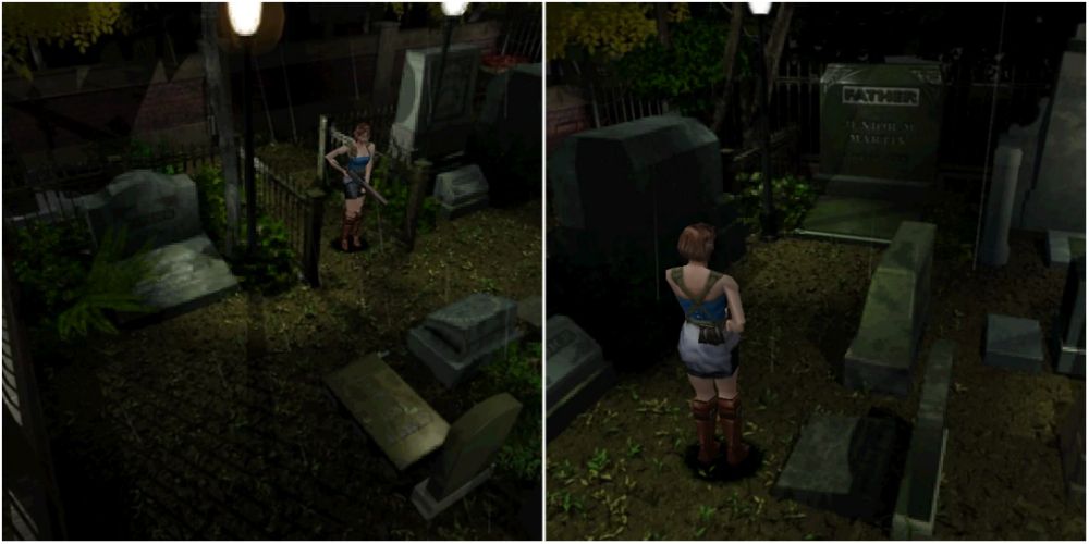 Jill in the graveyard in Resident Evil 3.