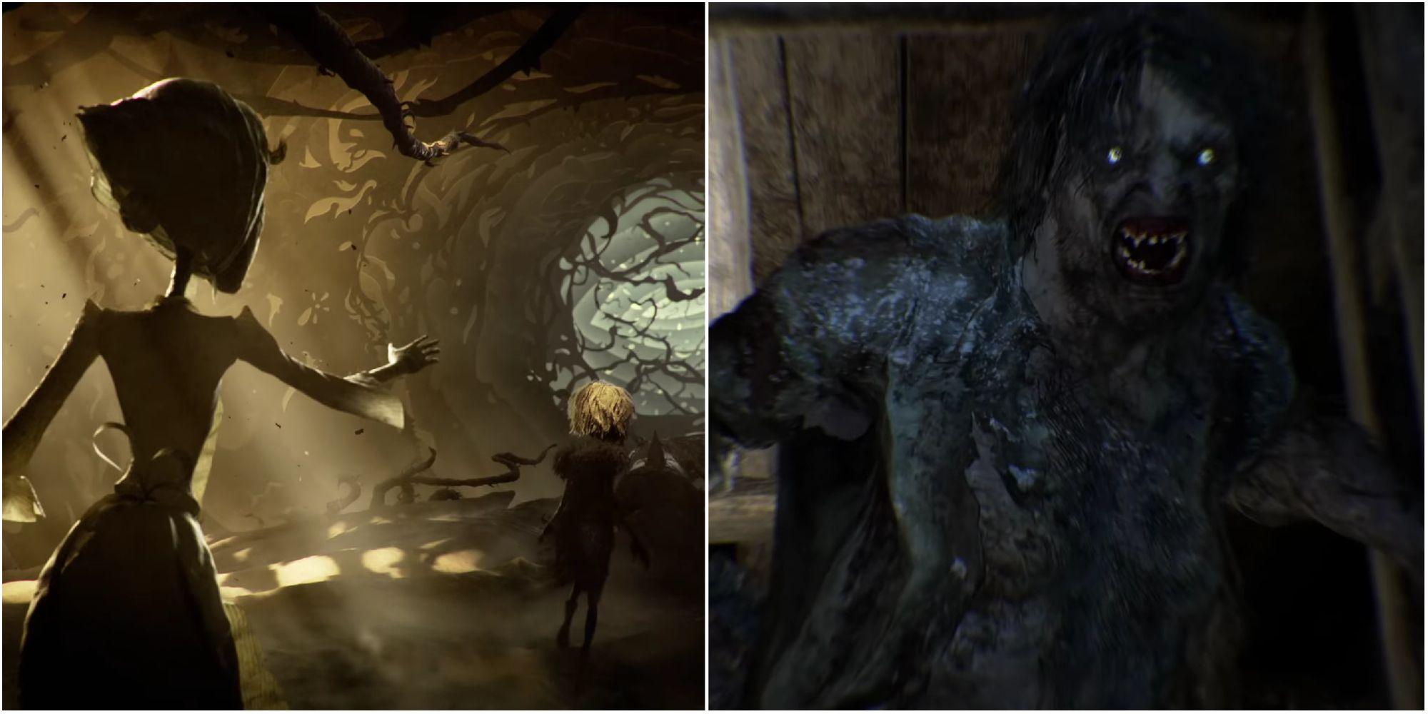 Screenshots from the reveal trailer of Resident Evil Village. 