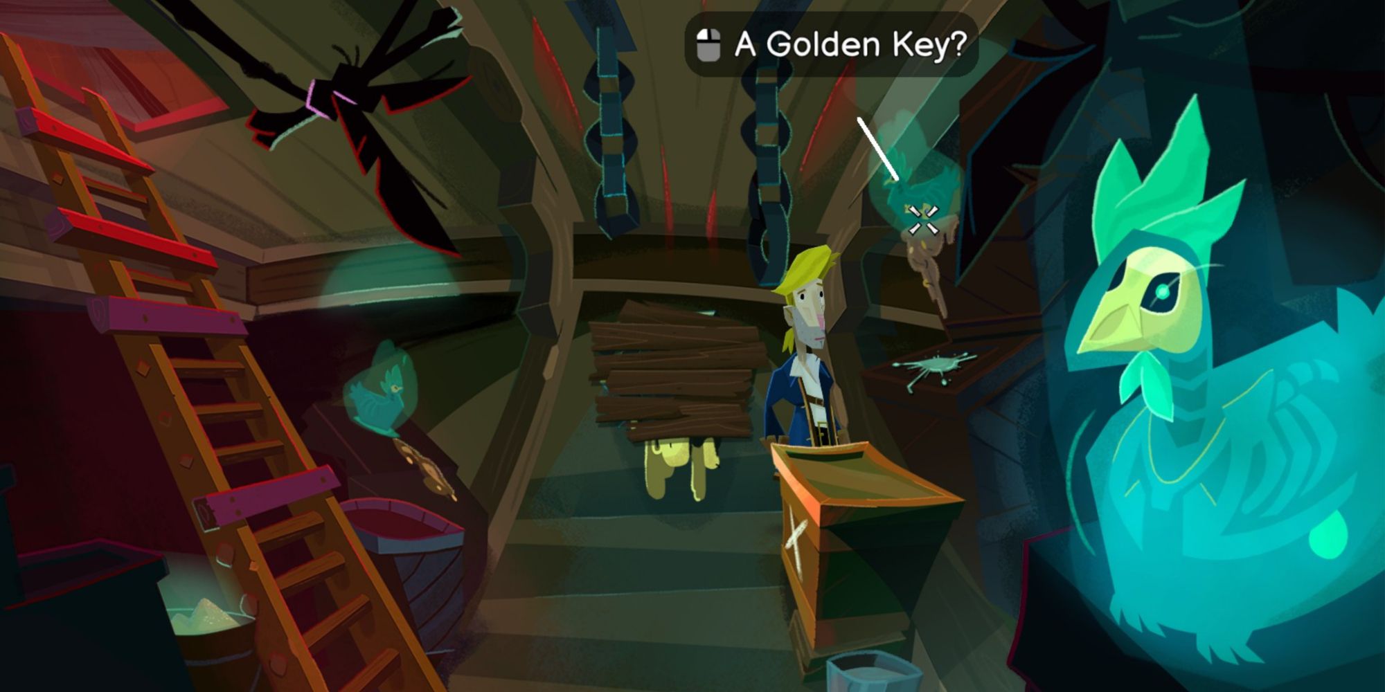 Return to Monkey Island Ghost Chicken with a Golden Key