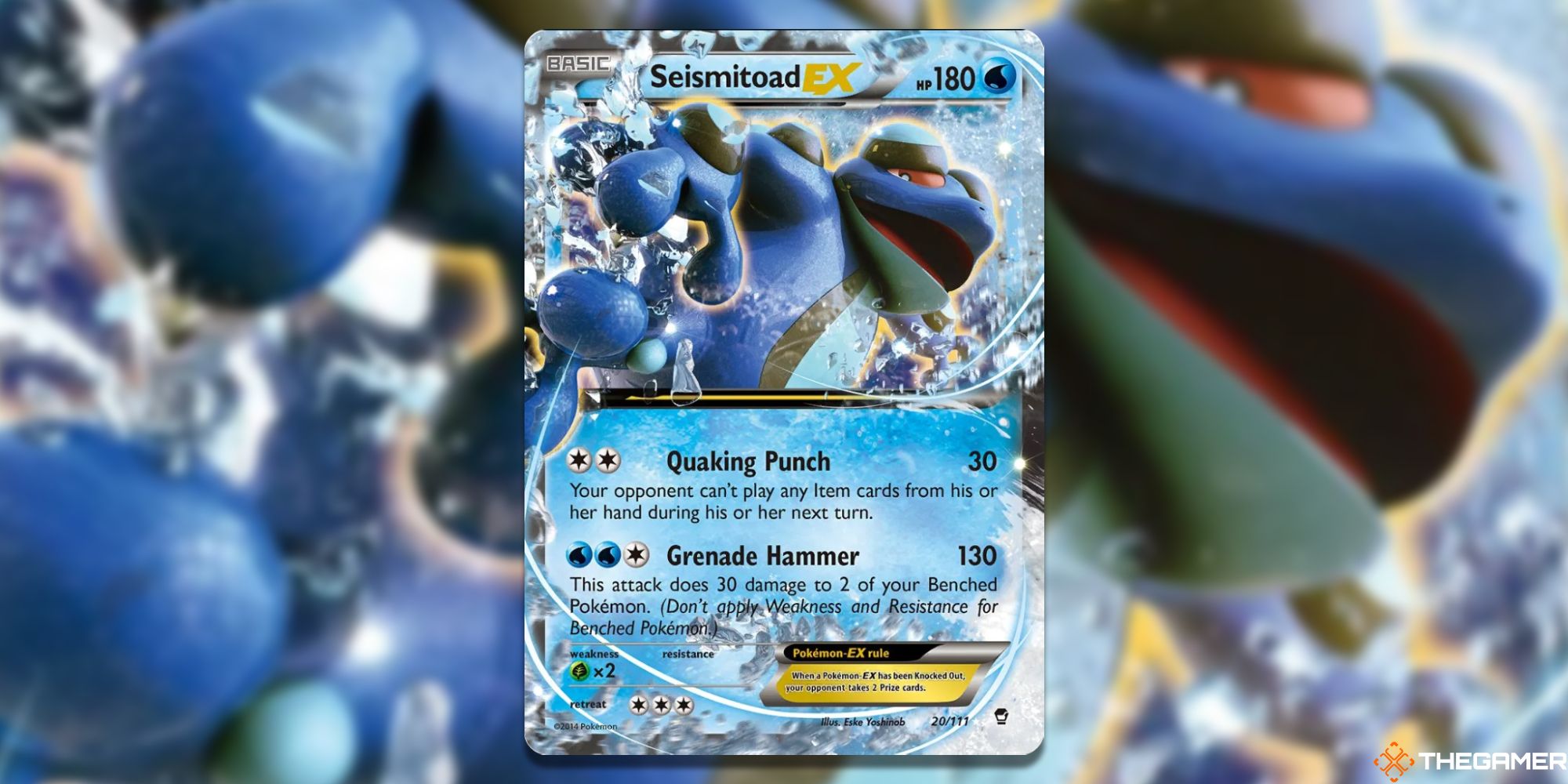 Seismitoad-EX from Furious Fists Card Art with blurred background