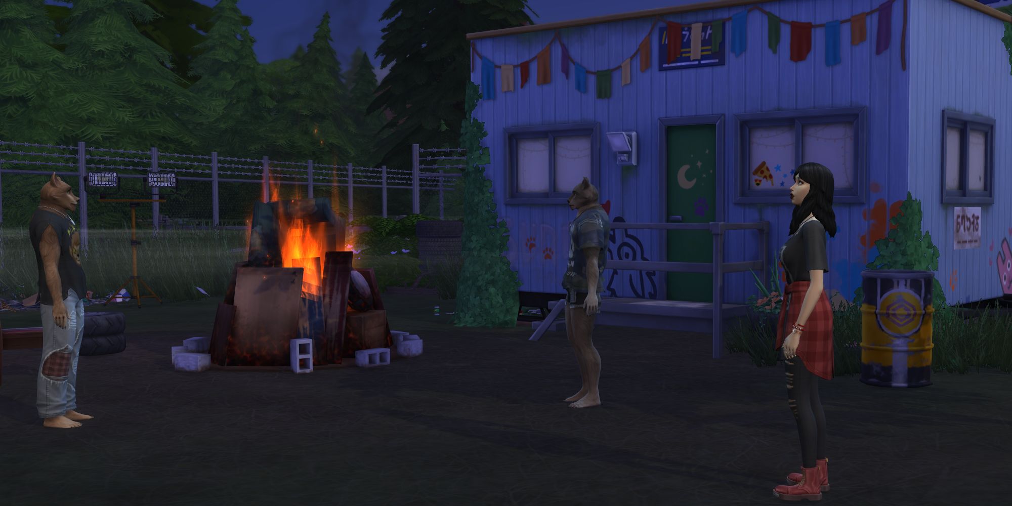 Sims 4 werewolves chilling by the bonfire