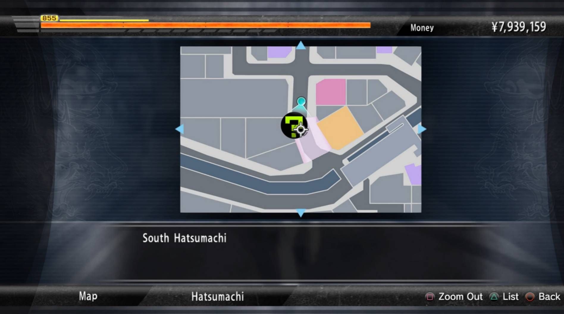 The Map Screen in Yakuza 3