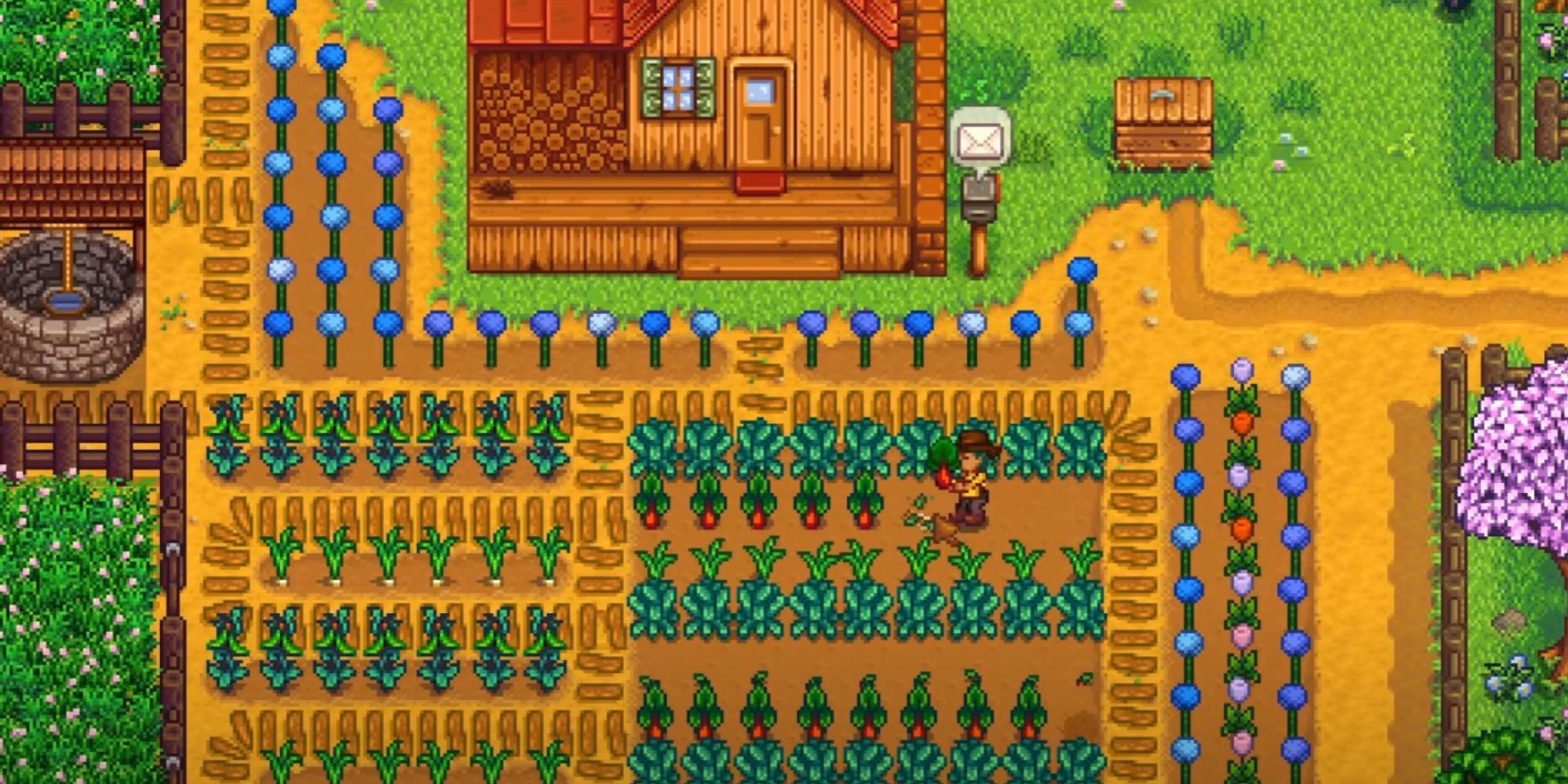 Stardew Valley Farm With Crops And A House