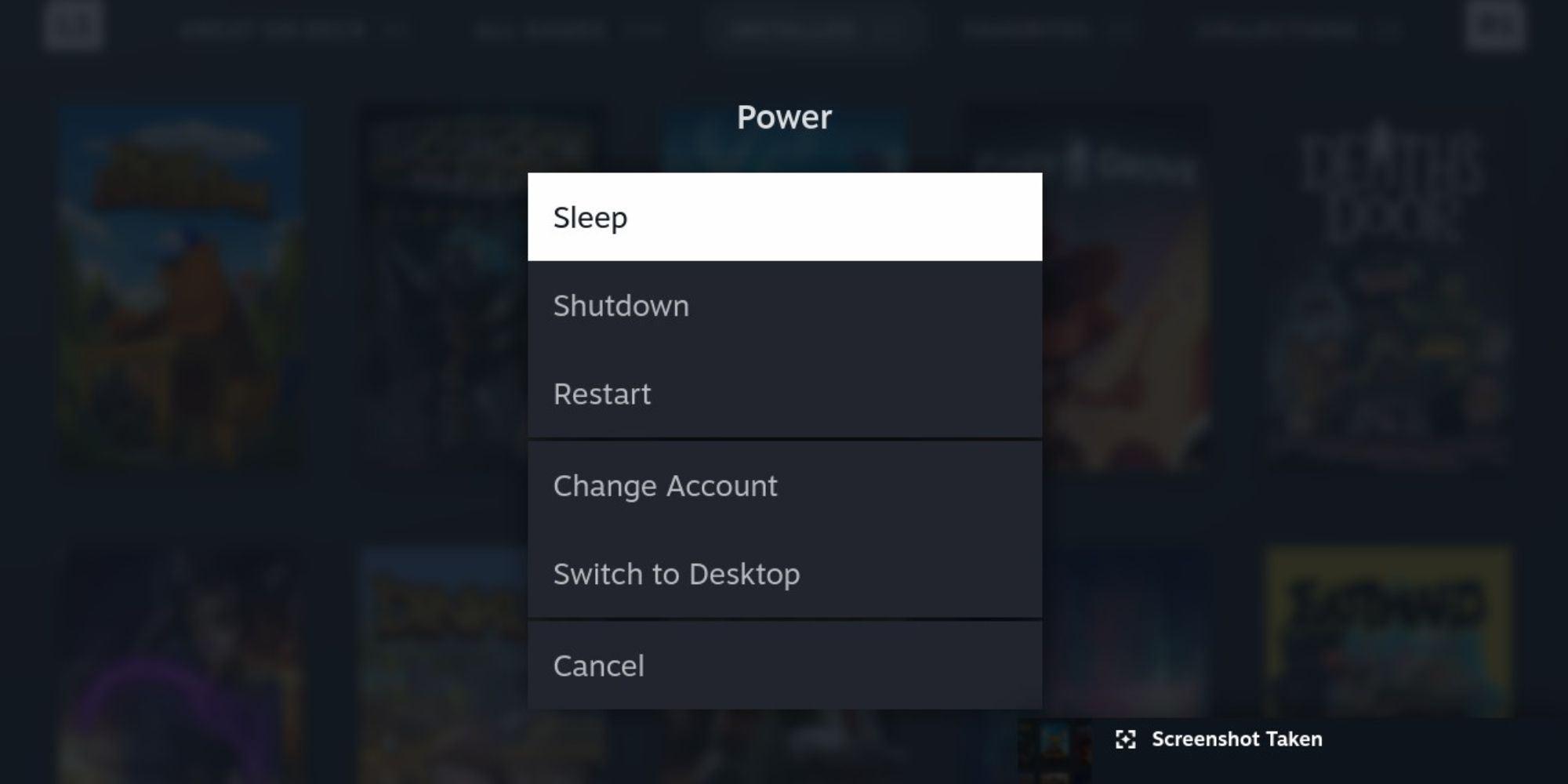 Steam Deck Power-Menü
