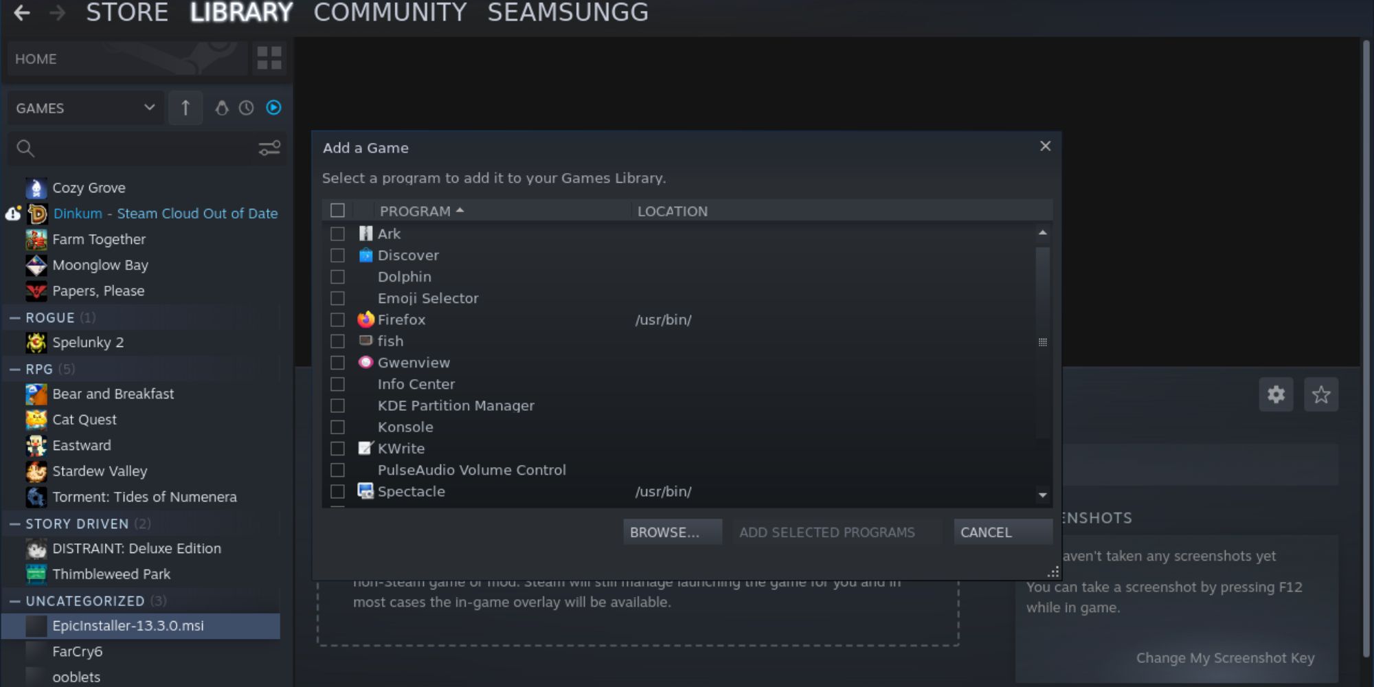 Steam-Anwendung auf dem Steam Deck-Desktop