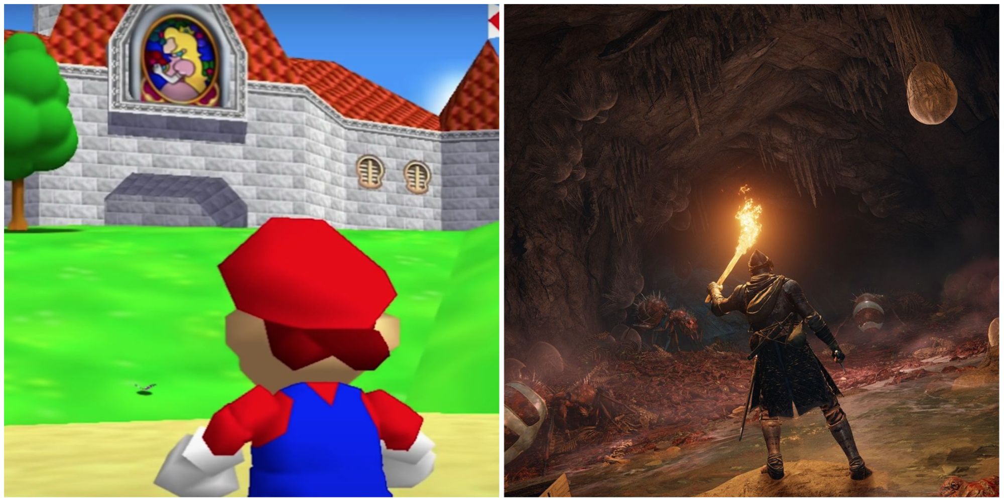 Super Mario 64 And Elden Ring Split Image