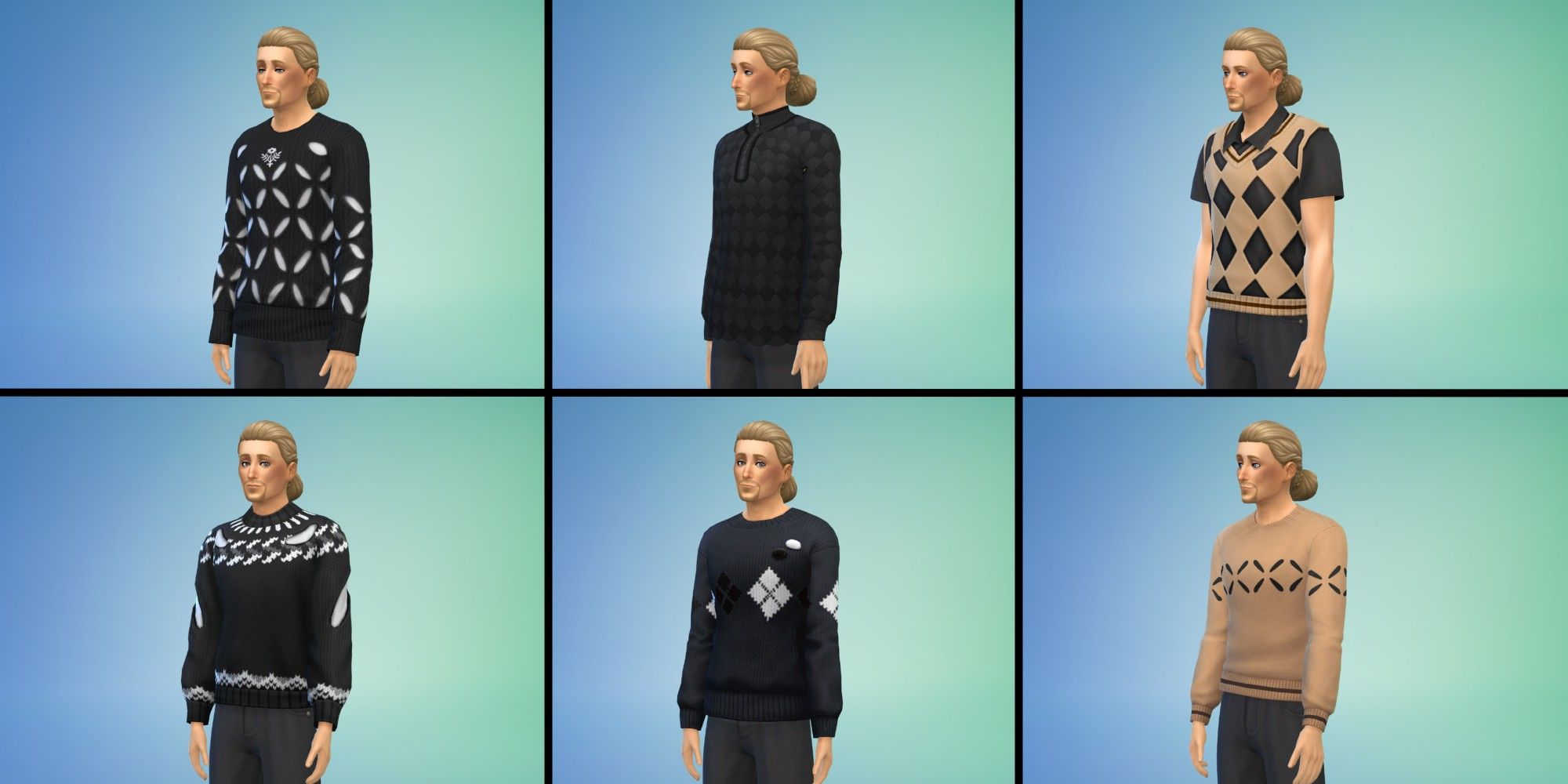 Sims 4: Modern Menswear kit Sweaters in the CAS screen