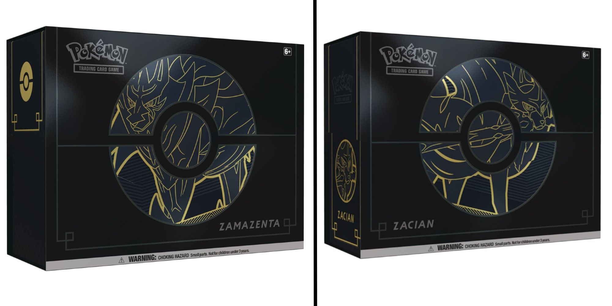 Sword & Shield Plus Elite Trainer Box, Zamazenta on the left, Zacian on the right