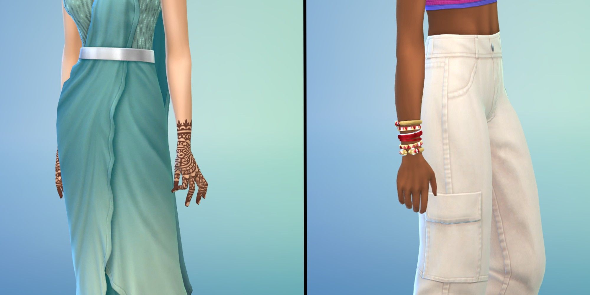 Sims 4: Fashion Steet Kit, Hand Tatto & Bracelet with default swatches, in the CAS Screen