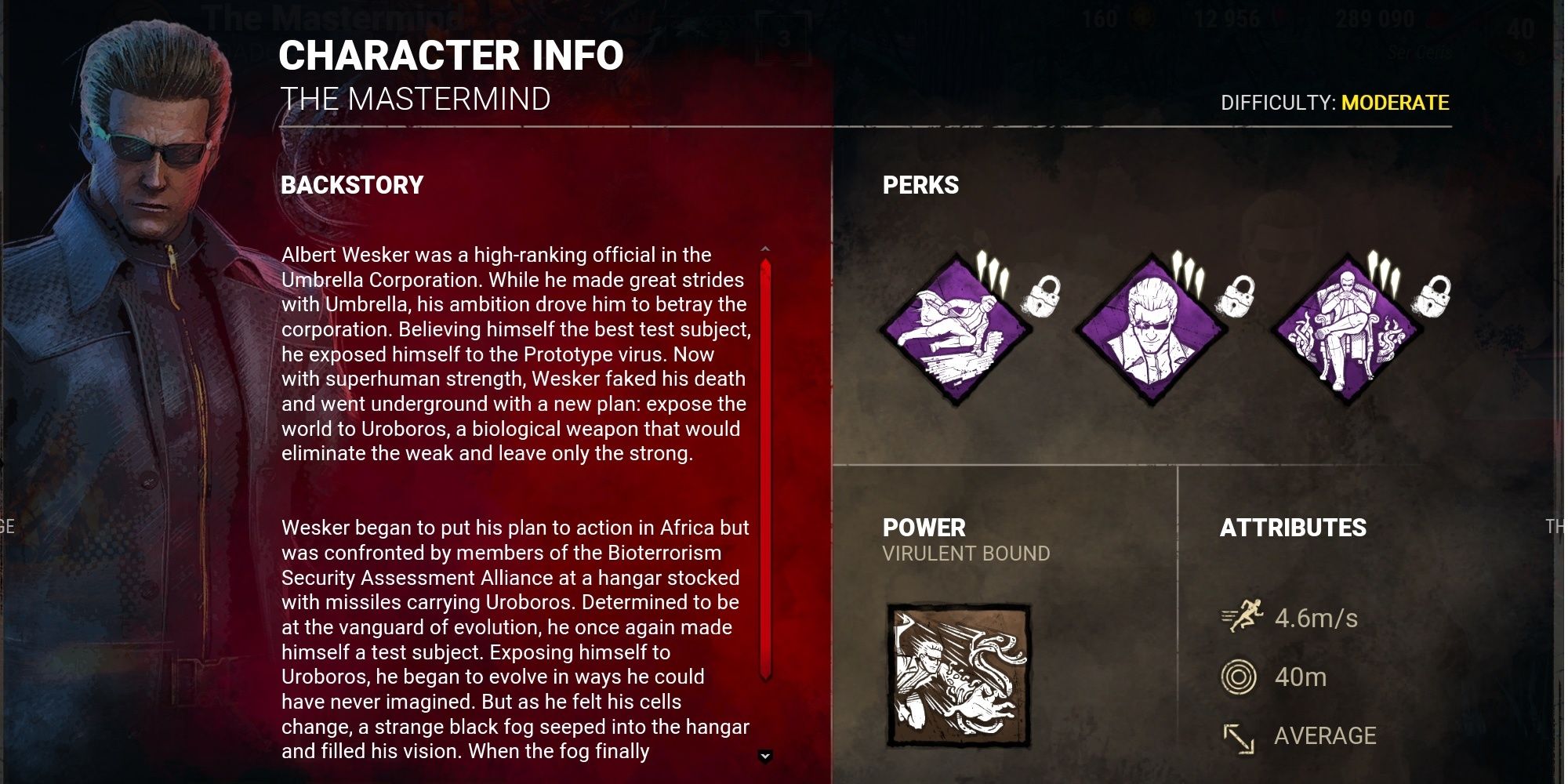 The Mastermind's Killer profile page in Dead By Daylight