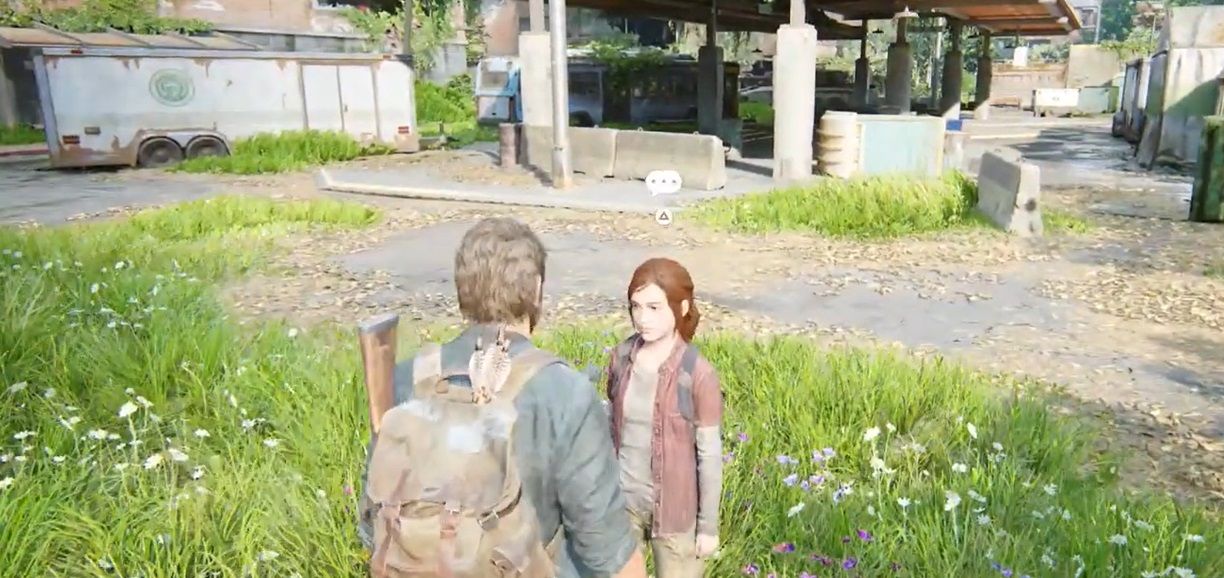 Ellie speak with Joel at main bus depot in The Last of Us Part 1