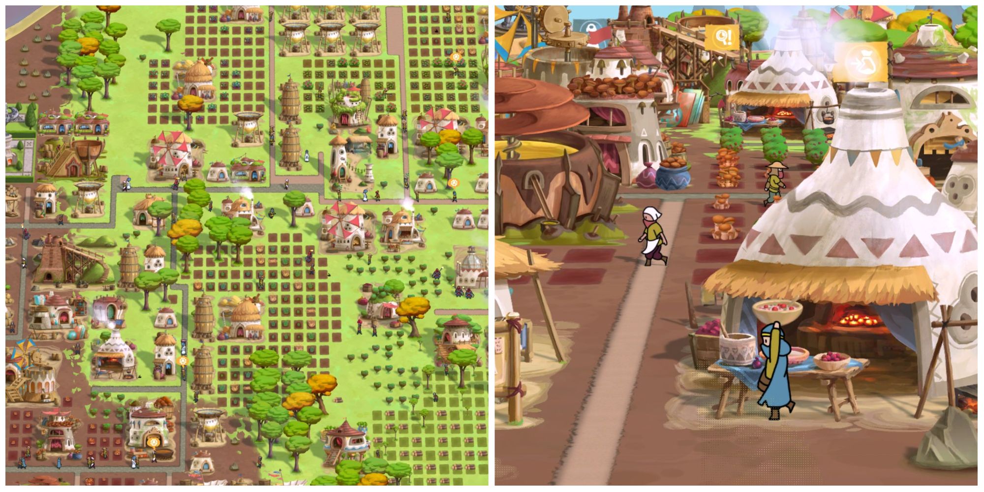 A Collage Depicting The Food Mechanics From The Wandering Village
