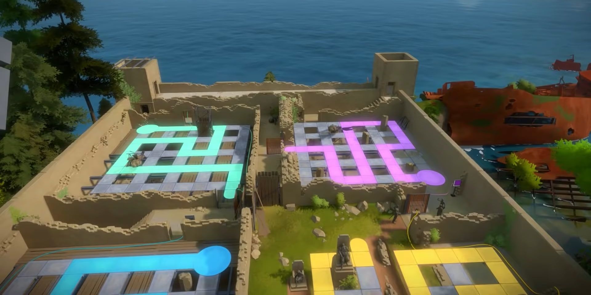 The Witness puzzles on the view of the sea. 