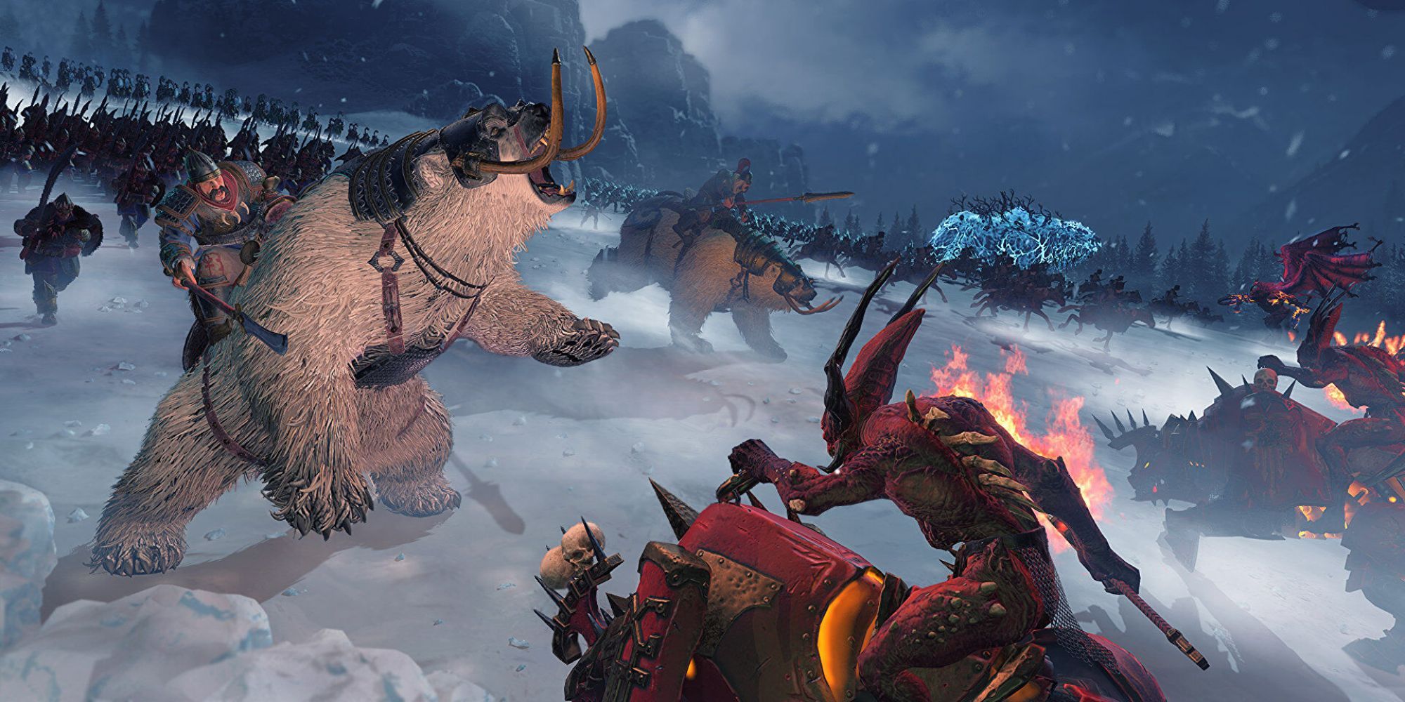 Total War 3 Kislev Polar Bears Attacking Khornate Daemons