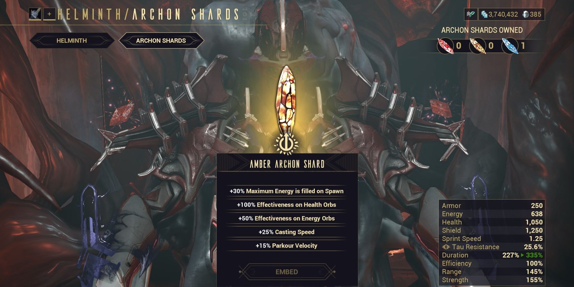 Warframe Amber Archon Shard