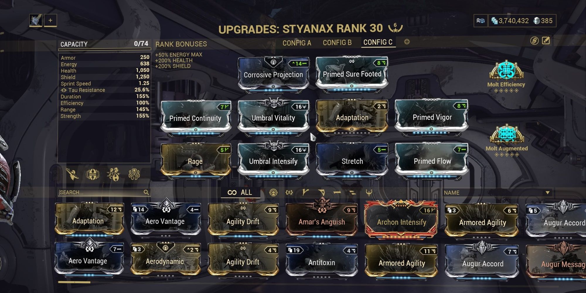 Warframe Styanax HP Tank Build