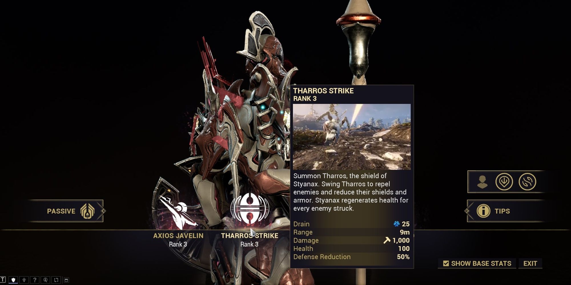 Warframe Styanax Tharros Strike Ability