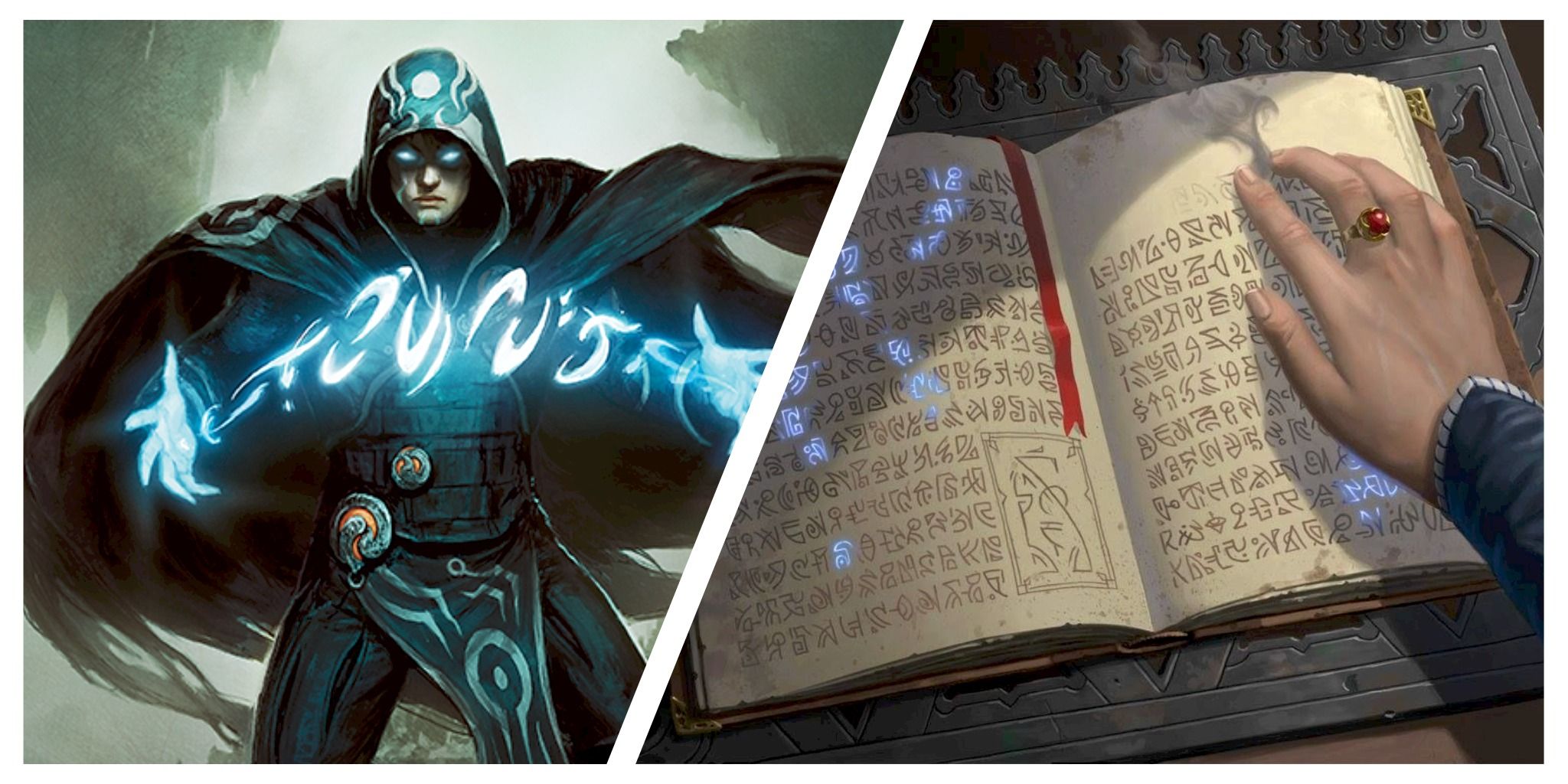 Jace planeswalker and book Magic: The Gathering art