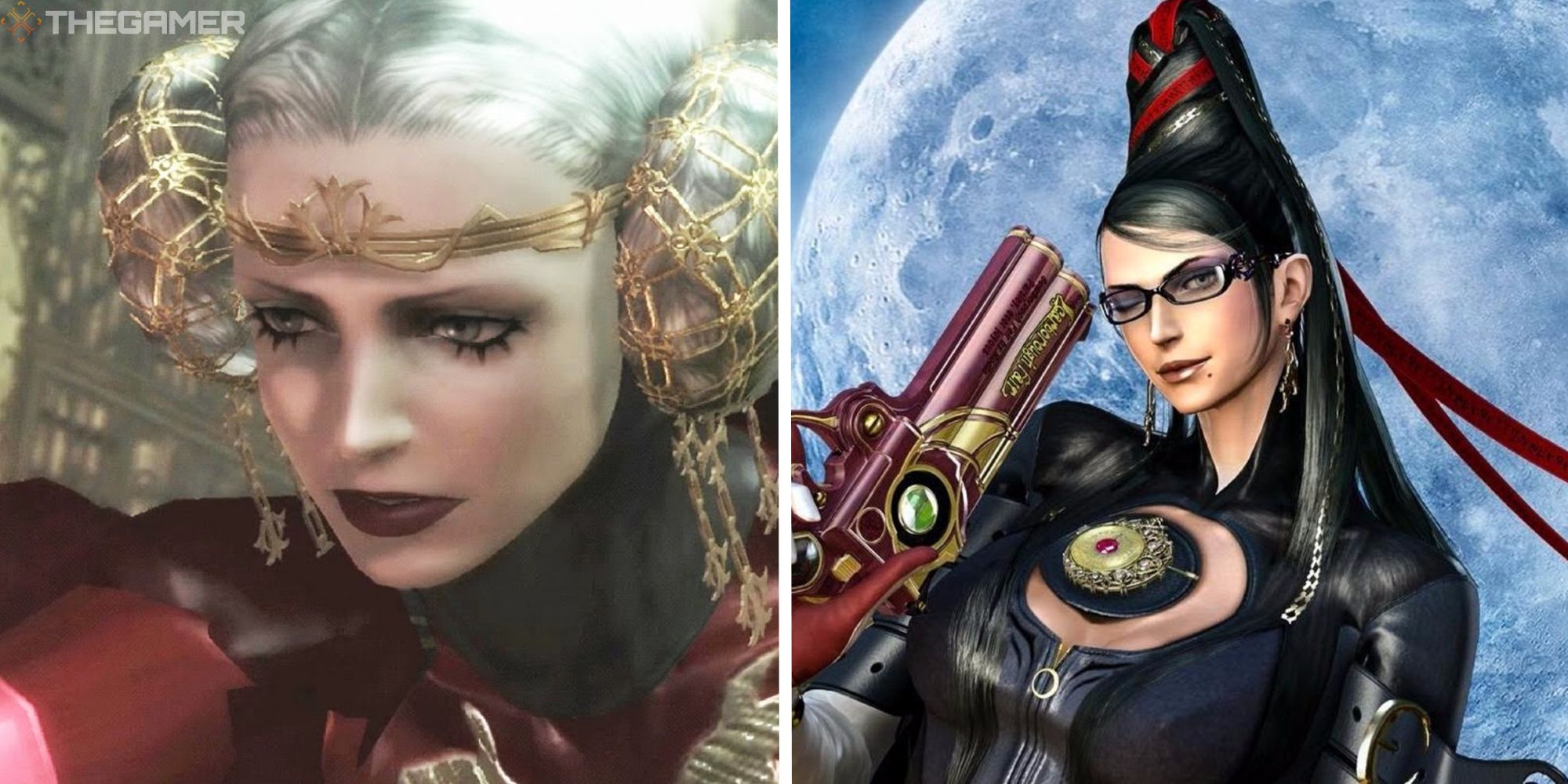 split image with jeanne and bayonetta
